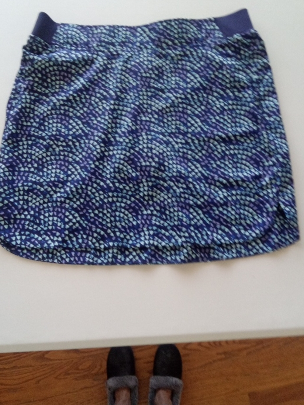 Blue Patterned Women's Skort with Stretch Waistband